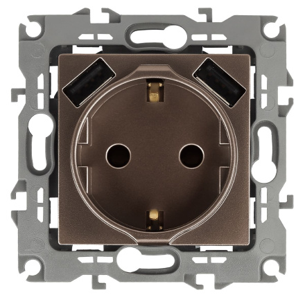 Розетка 2P+E со шторками с 2xUSB Эра 12-4109-13 Б0047847