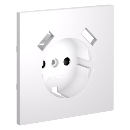 Накладка для розетки с заземлением и защитными шторками, с USB A+A Voltum S70 (белый матовый) VLS000902