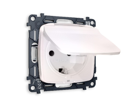 Комплект механизма розетки с/з со шторками и крышкой Ambrella Volt Omega MO208010