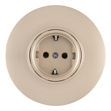 Розетка круглая с/з и шторками и рамкой Arte Milano SET08-1-40-1 shampan