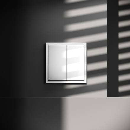 Проходной переключатель двухклавишный Voltum S70 VLS020301 (белый глянцевый)