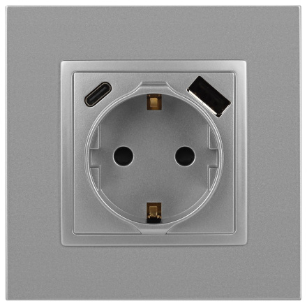 Розетка со шторками с USB type-A+C Эра Elegance 14-4108-03 Б0067741