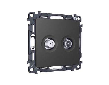 Комплект механизма розетки TV оконечной + SAT 5-862MHz 3.5dB/950-2150MHz 3.5dB Alfa Графит мягкое касание Quant Ambrella Volt MA913310 (AP9133, VM217)