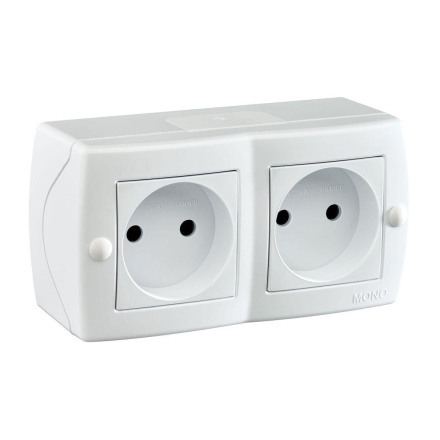 Розетка на 2 поста без заземления Mono Electric Octans IP20 16А 250В белый 104-010106-121
