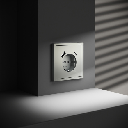 Розетка с USB, A+C Voltum S70 VLS040505 (сталь)