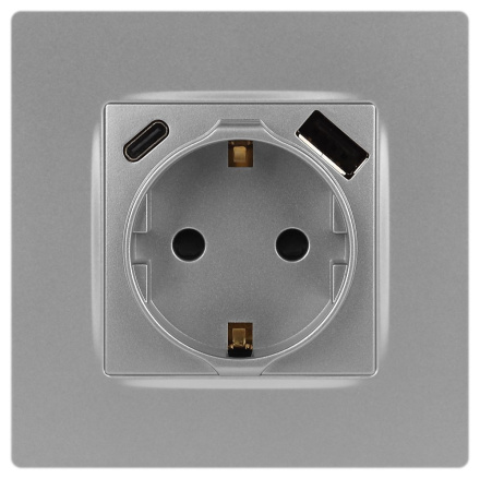 Розетка со шторками с USB type-A+C Эра 12-4108-03 Б0067716