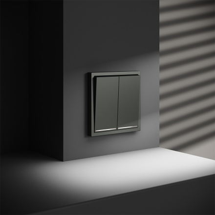 Выключатель двухклавишный с подсветкой Voltum S70 VLS020206 (титан)