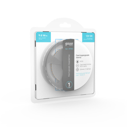 Светодиодная лента Gauss 12В 2835 9,6Вт/м 4000K 2м IP20 BT062