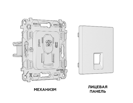 Комплект механизма телефонной розетки RJ-11(4P4C) со шторкой Ambrella Volt Alfa MA662030