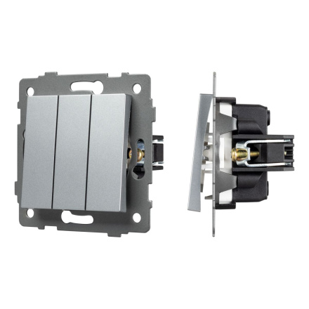 Механизм выключателя трехклавишный непроходной Arlight SWT-MK03-PL-GR-V (250V, 10A) 049898