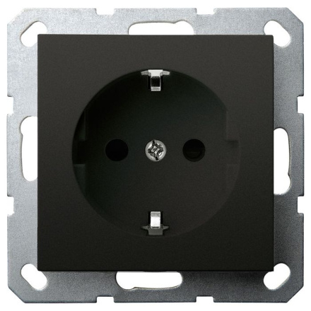 Розетка SHUKO Jasmart с защитными шторками 16A 250V 2P+T черный матовый (soft touch) G5501PB