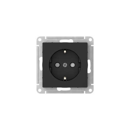 Розетка с заземлением со шторками, 16А, мех., быстрозажим. Клем Systeme Electric AtlasDesign Карбон ATN001045S
