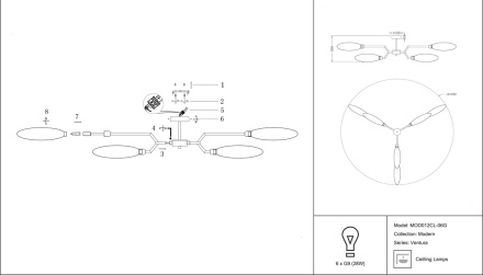 Потолочная люстра Maytoni Ventura MOD012CL-06G