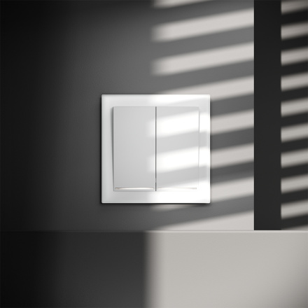 Проходной переключатель двухклавишный с подсветкой Voltum S70 VLS020402 (белый матовый)