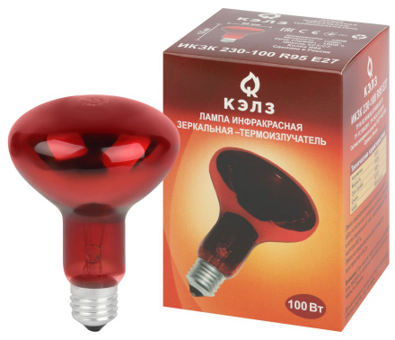Инфракрасная лампа для обогрева животных и освещения Эра ИКЗК 230-100 R95 E27 Б0064638