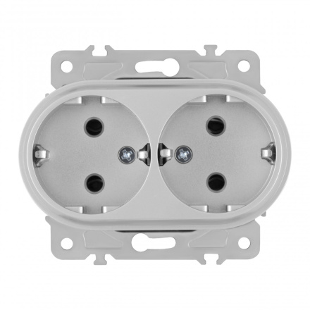 Розетка двойная с заземлением Arte Milano 202.40-2.silver