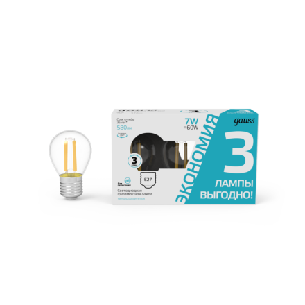 Лампа светодиодная Gauss Filament E27 7W 4100K 105902207T
