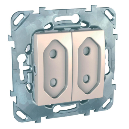 Розетка двухмодульная Schneider Electric Unica б/з со шторками 10A 250V MGU5.3131.25ZD