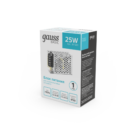 Блок питания Gauss Basic 25Вт DC12 IP20 BT501