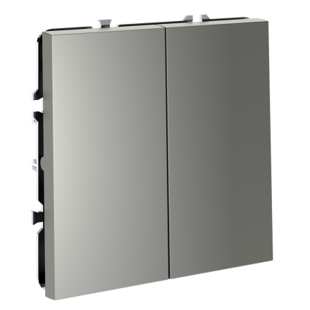 Перекрестный переключатель встраиваемый Voltum S70 двухклавишный 10А, (сталь) VLS020505