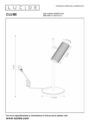 Настольная лампа Lucide Clubs 09539/01/31