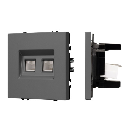Механизм сдвоенной компьютерной розетки Arlight SCT-NOBE-MPC2-SFPL-GR (RJ-45, CAT6) 054315