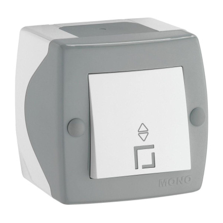 Выключатель одноклавишный проходной Mono Electric Octans IP20 10А 250В бело-серый 104-020001-109