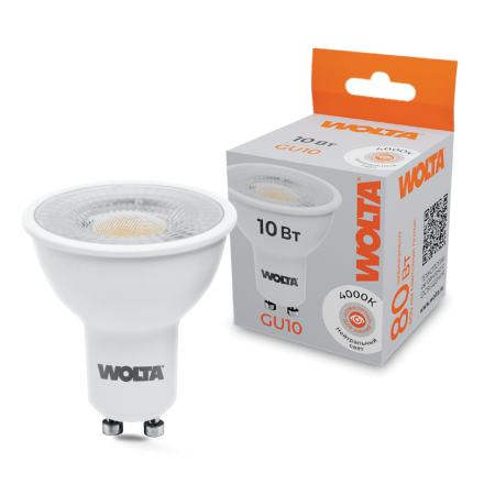 Светодиодная лампа WOLTA 10Вт 4000K GU10 матовая WSTD-PAR16-220V10W4KGU10-L
