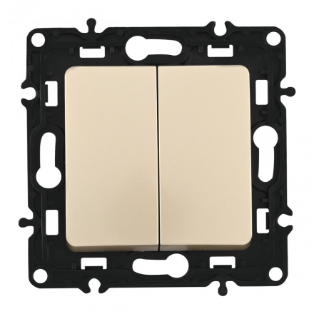 Выключатель двухклавишный проходной Arte Milano 217.32-2.shampan