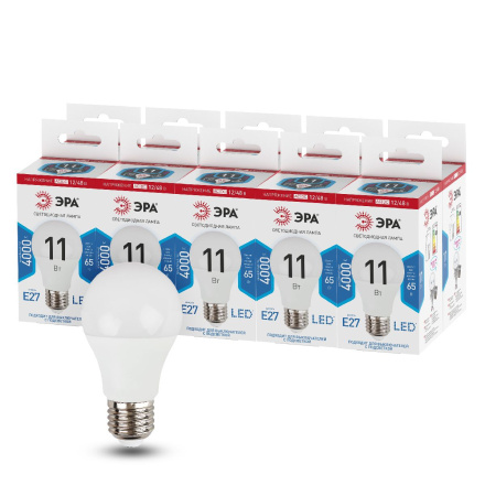 Лампа светодиодная Эра E27 11W 4000K LED A60-11W-12/48V-840-E27 Б0049097