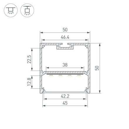 Профиль Arlight SL-LINE-5050-2000 ANOD (BY) (Алюминий) 059807
