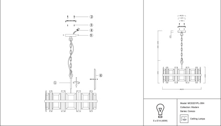 Подвесная люстра Maytoni Cerezo MOD201PL-05N