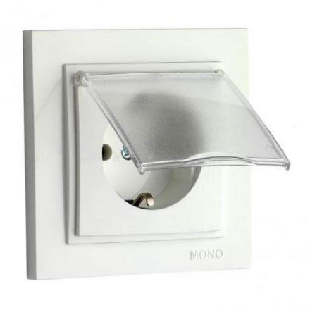 Розетка с заземлением с крышкой Mono Electric Despina 16А 250В жемчуг 102-252521-118