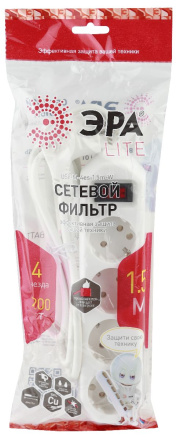 Сетевой фильтр Эра USF-M-4es-1.5m-W Б0019741