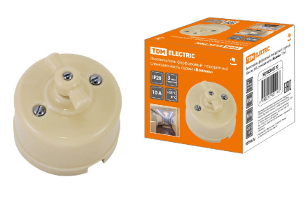 Выключатель фарфоровый поворотный с ручкой Болонь TDM Electric SQ1820-0310