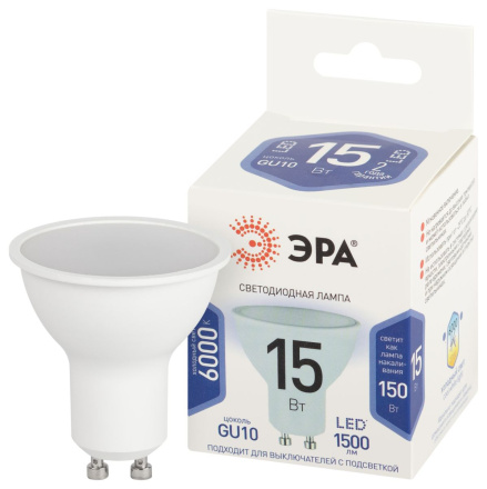 Лампа светодиодная Эра STD LED MR16-15W-860-GU10 6500K