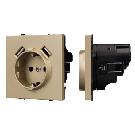 Механизм розетки с USB зарядкой Arlight SCT-NOBE-MUAA-SFPL-GD (230V, 16A) 054290