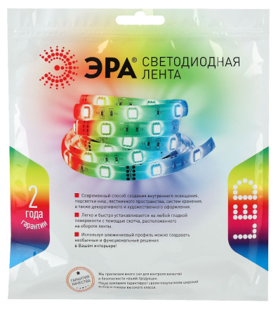 Светодиодная лента Эра 24В 5050 14,4Вт/м RGB 5м IP33 LS5050-14,4-60-24-33-RGB-5m Б0043112