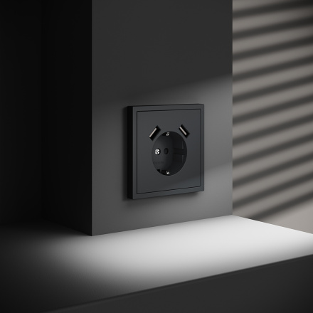 Розетка с USB, А+А Voltum S70 VLS040407 (графит)