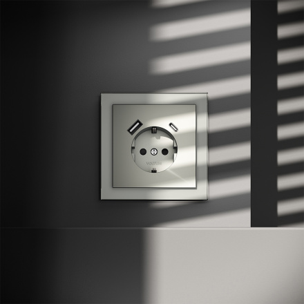 Розетка с USB, A+C Voltum S70 VLS040505 (сталь)