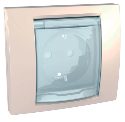 Розетка Schneider Electric Unica с/з со шторкамии крышкой 16A 250V MGU61.037.25