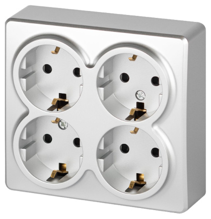 Розетка четырехместная с заземлением со шторками Эра 11-2211-03 Б0063022