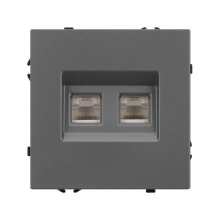 Механизм сдвоенной компьютерной розетки Arlight SCT-NOBE-MPC2-SFPL-GR (RJ-45, CAT6) 054315