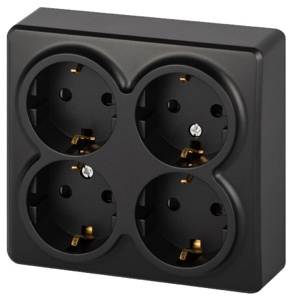 Розетка четырехместная с заземлением со шторками Эра 11-2211-05 Б0063004