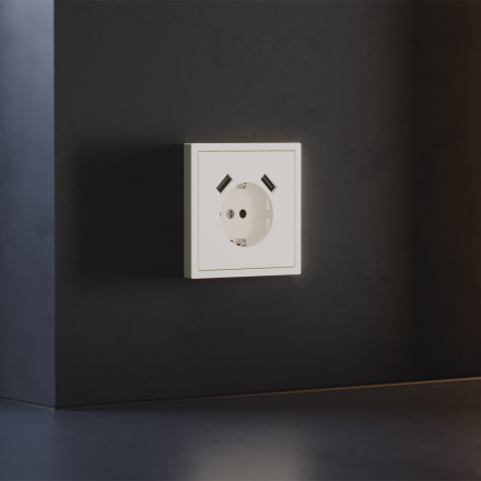 Накладка для розетки с заземлением и защитными шторками, с USB A+A Voltum S70 (хлопок) VLS000913