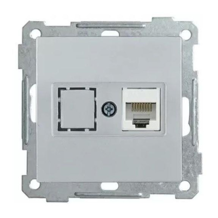 Розетка телефонная Rj45 Cat3 Mono Electric Despina-Larissa серебро 500-002125-124