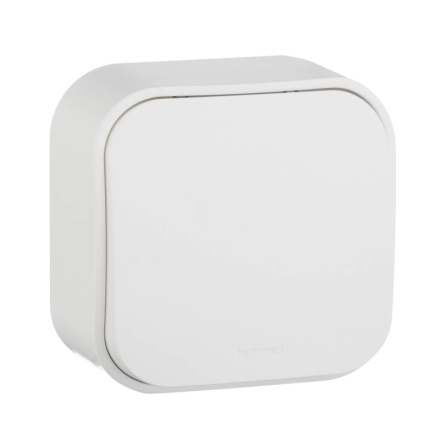 Выключатель одноклавишный кнопочный Legrand Quteo 6A 250V белый 782205