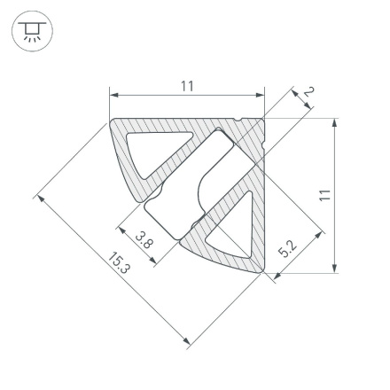 Алюминиевый профиль Arlight SL-KANT-H11-2000 ANOD BLACK 044086