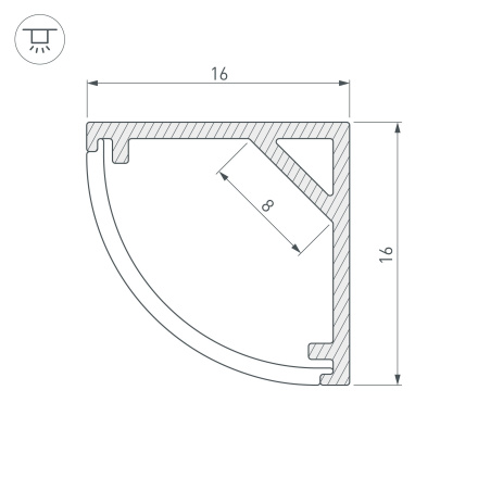 Алюминиевый профиль Arlight SL-KANT-H16-2000 WHITE 037117