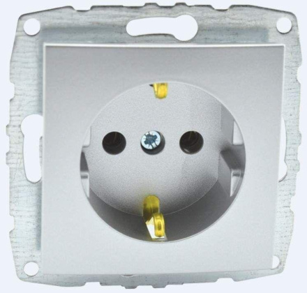 Розетка с заземлением Mono Electric Despina-Larissa 16А 250В серебро 500-002121-117